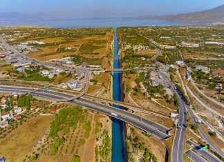 Κατάπτωση χωμάτινου όγκου στη διώρυγα της Κορίνθου