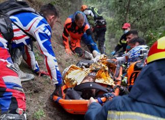 Απίστευτες εικόνες από τη διάσωση μοτοσικλετιστή στην περιοχή των Μεγάρων