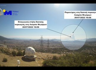 Η στιγμή που ξεσπά η φωτιά στη Λούμπα Μεγάρων: Φωτογραφία ντοκουμέντο από το Αστεροσκοπείο Αθηνών